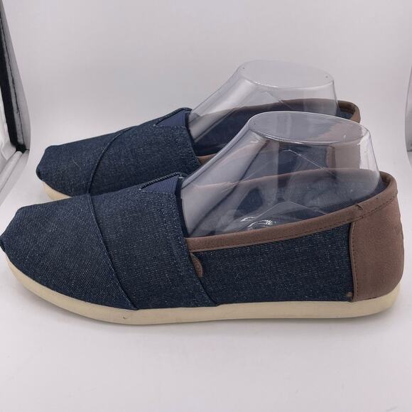 Toms Men Blue Jean Slip On with Vegan Leather Trim Size 8M - Picture 2 of 7